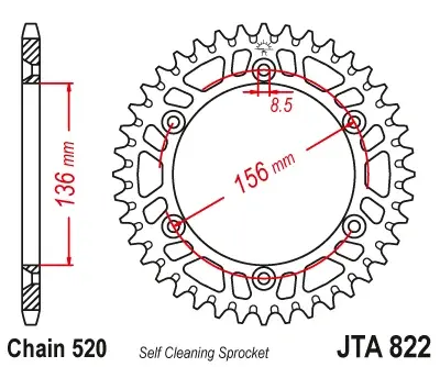 JT - Foaie (spate) Aluminiu JTA822, 53 dinti - Husqvarna 90-