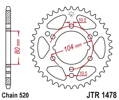 JT - Foaie (spate) JTR1478, 40 dinti - ZX-6R ZX-6RR ZX-636 03- 04