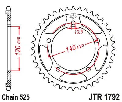 JT - Foaie (spate) JTR1792, 43 dinti - GSXR600 06 750 04-05 Bonnev.