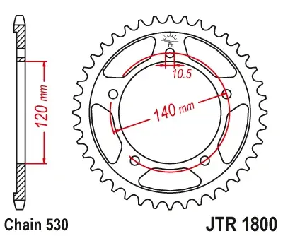 JT - Foaie (spate) JTR1800, 40 dinti - SV1000 SV1000S 03-