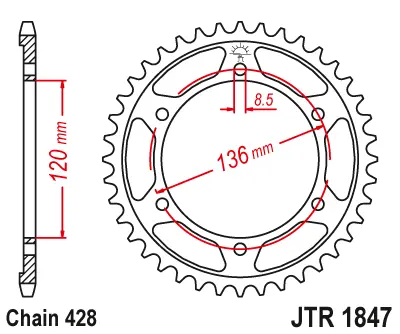 JT - Foaie (spate) JTR1847, 57 dinti - TDR125