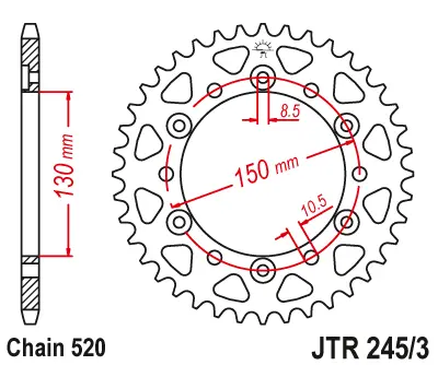 JT - Foaie (spate) JTR245 3, 45 dinti - NX500Dominator 95-