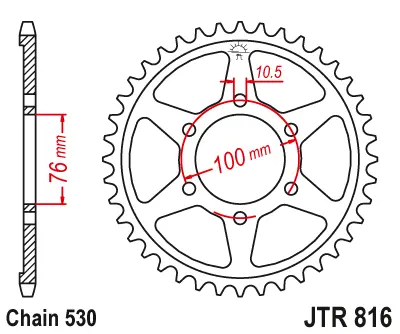 JT - Foaie (spate) JTR816, 47 dinti - Sonderz nhnezahl Kette530