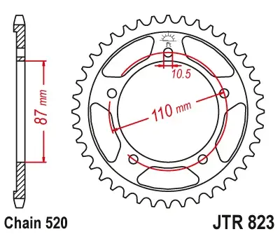 JT - Foaie (spate) JTR823, 39 dinti - GS500E 89- 2-Zyl GS500F