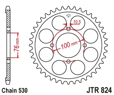JT - Foaie (spate) JTR824, 46 dinti - GSX 600F - 94
