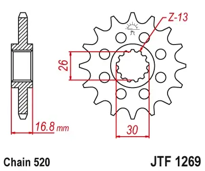 JT - Pinion (fata) JTF1269, 16 dinti - CBR600 99- 900 1000 Sport 520