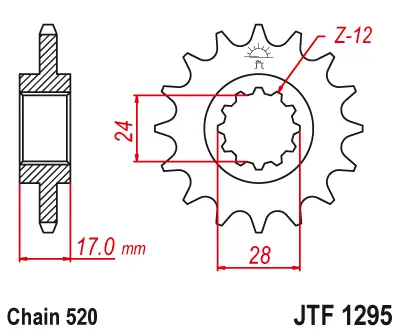 JT - Pinion (fata) JTF1295, 14 dinti - CBR600F - 98 Kette520