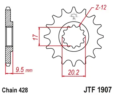 JT - Pinion (fata) JTF1907, 14 dinti - KTM SX85 04- SX105 XC105 07-