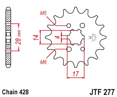 JT - Pinion (fata) JTF277, 13 dinti - Aprilia RS4 125 11-