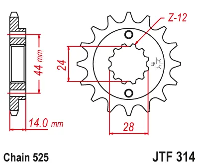 JT - Pinion (fata) JTF314, 16 dinti - XRV750 Africa Twin 90-03