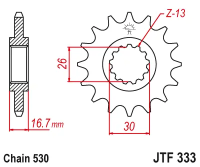 JT - Pinion (fata) JTF333, 16 dinti - VFR750F CBR900RR 1000RR