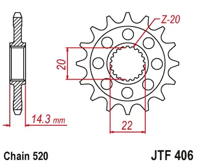 JT - Pinion (fata) JTF406, 16 dinti - BMW G 310GS G 310R 16-