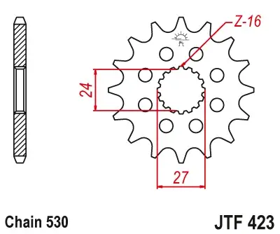 JT - Pinion (fata) JTF423, 17 dinti - GSX-R1000 09-16