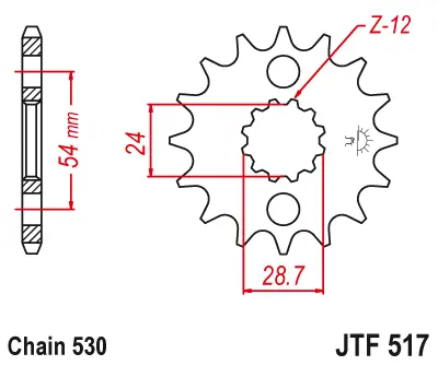 JT - Pinion (fata) JTF517, 17 dinti - GPZ900R ZZR1100 1200 1400