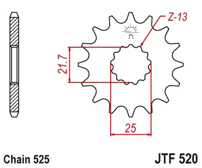 JT - Pinion (fata) JTF520, 17 dinti - GSX-R600 GSX-R750 DL1000