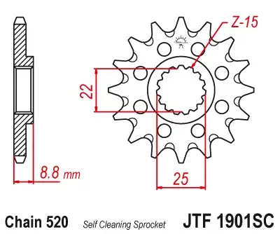 JT - Pinion MX (fata) JTF1901SC, 14 dinti - KTM EXC SX SX-F