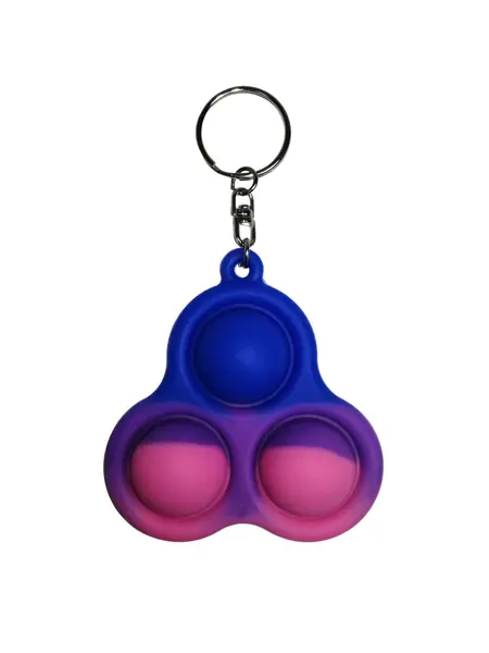 Jucarie antistres, Pop it, breloc, silicon, triunghi, 8 cm, multicolor