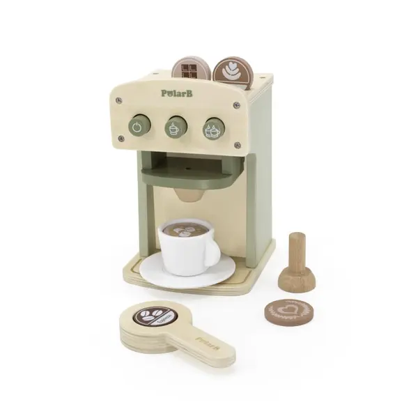 Jucarie aparat de cafea Viga PolarB, verde, din lemn cu accesorii KID442162, la doar 84,00 lei