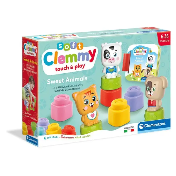 Jucarie bebelusi Clementoi Soft animale si blocuri moi