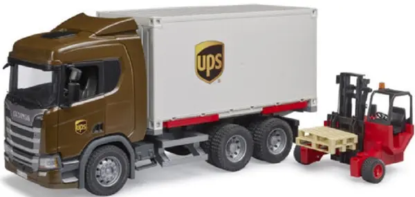 Jucarie - Camion UPS Scania Super 560R si stivuitor | Bruder