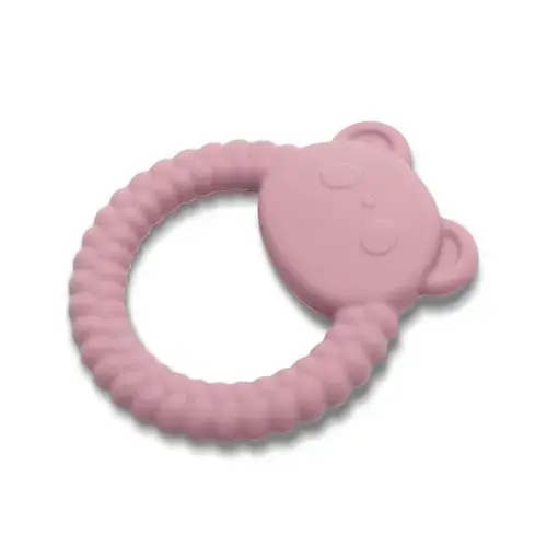 Jucarie de dentitie din silicon Lorelli Panda, 0 luni+, Roz