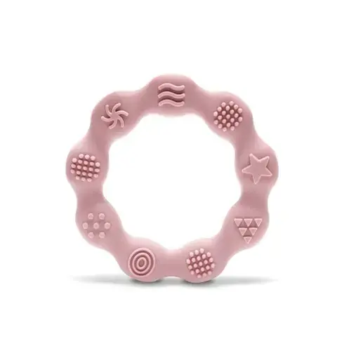 Jucarie de dentitie din silicon Lorelli Ring, 0 luni+, Roz