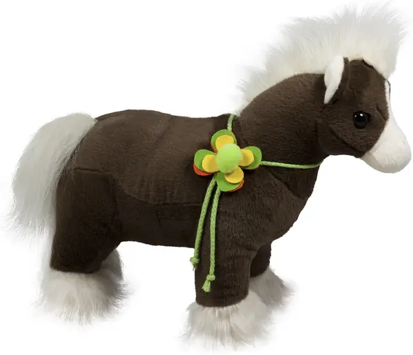 Jucărie de pluș Amek Toys - Căluț muzical cu floare, 30 cm