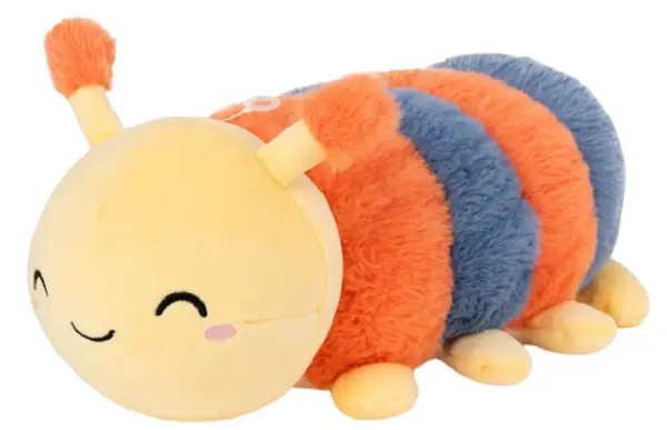 Jucărie de pluș Amek Toys - Omidă, galbenă, 10 cm