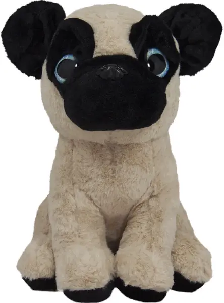 Jucărie de pluș Amek Toys - Pug cu ochi mari, 37 cm