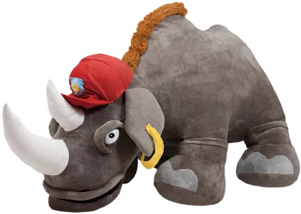 Jucărie de pluș Amek Toys - Rinocer cu pălărie, 65 cm