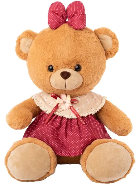 Jucărie de pluș Amek Toys - Ursul într-o rochie roșie, 42 cm