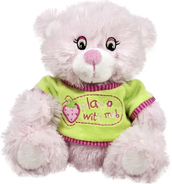 Jucărie de pluș Amek Toys - Ursuleț de pluș roz cu tricou, 30 cm