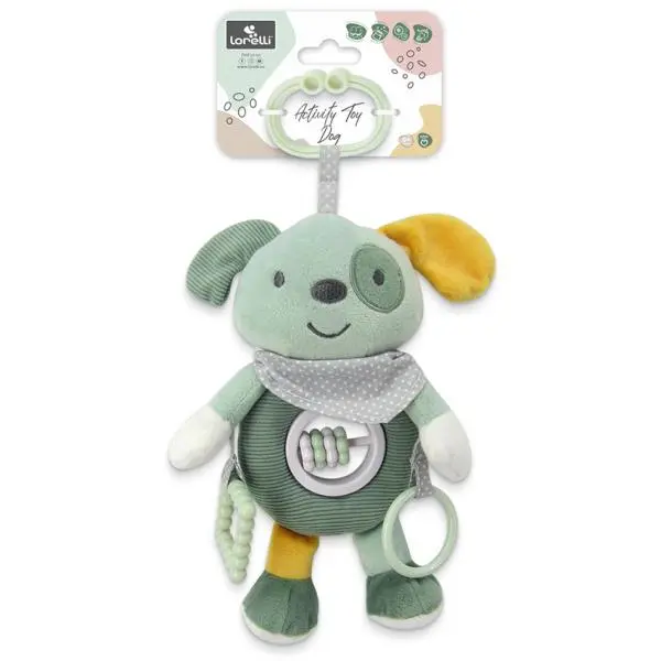 Jucarie de plus cu inel pentru agatat Catelus Verde 24 cm 0 luni+