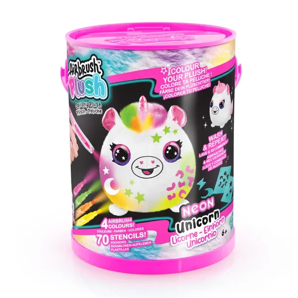 Jucarie de plus de colorat, Airbrush Plush, Neon, Unicorn, S2
