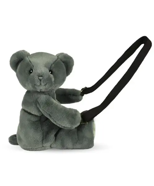 Jucarie de plus, Doudou, Ursulet, geanta crossbody, Kaki, 30 cm