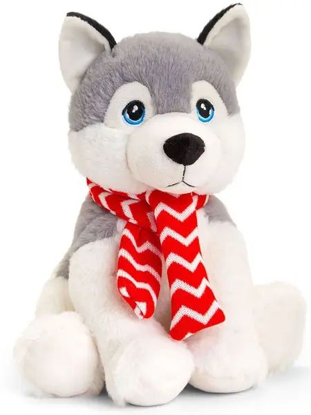 Jucărie de pluș ecologică Keel Toys Keeleco - Husky cu eșarfă, 25 cm