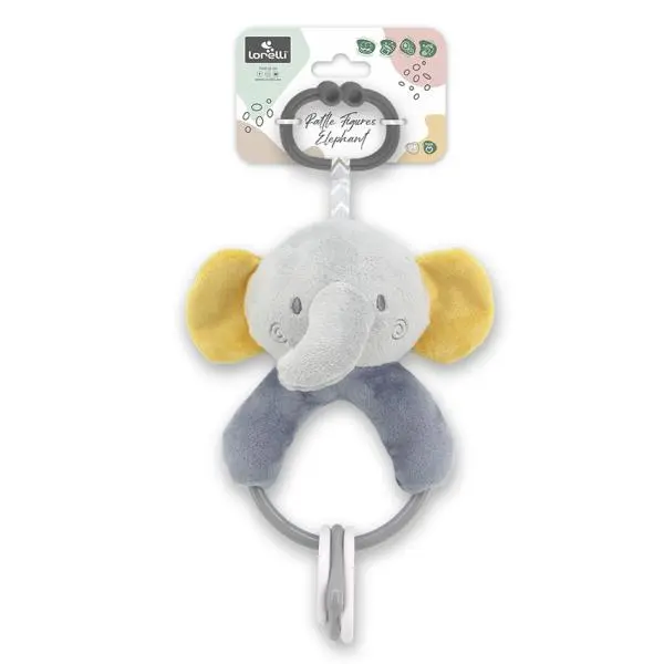 Jucarie de plus Elefant Gri 20 cm cu forme geometrice zornaitoare 0 luni+