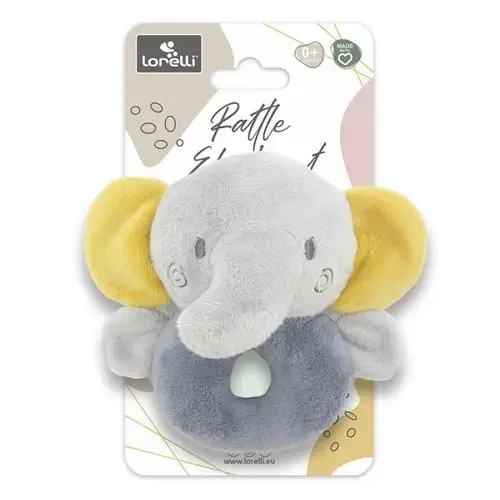 Jucarie de plus Lorelli Elefant, 11 cm, zornaitoare, 0 luni+