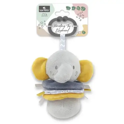 Jucarie de plus Lorelli Elefant, 16 cm, cu vibratie, zornaitoare, 0 luni+