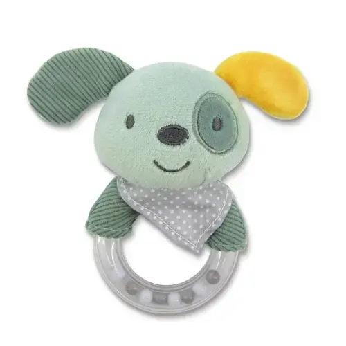 Jucarie de plus Lorelli inel Catelus, 11 cm, zornaitoare, 0 luni+, Verde