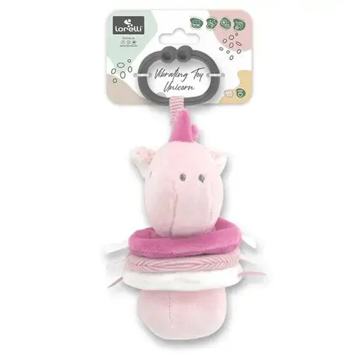 Jucarie de plus Lorelli Unicorn, 16 cm, cu vibratie, zornaitoare, 0 luni+