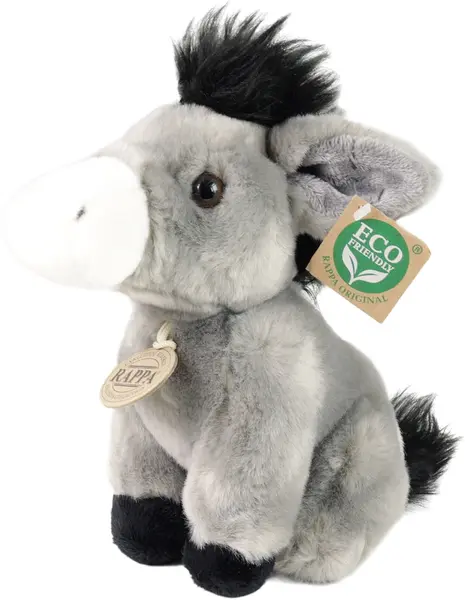 Jucărie de pluș Rappa Eco Friends - Măgar, așezat, 18 cm