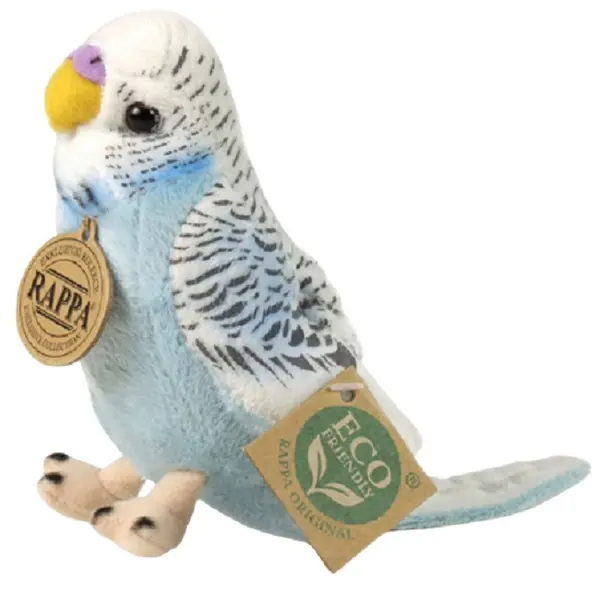 Jucărie de pluș Rappa Eco Friends - Papagal ondulat, albastru, 12 cm