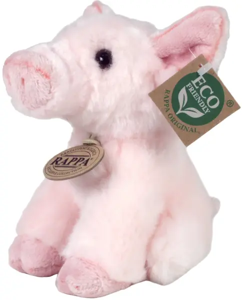 Jucărie de pluș Rappa Eco Friends - Piglet, așezat, 16 cm
