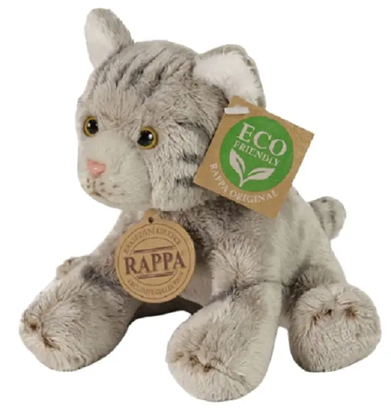 Jucărie de pluș Rappa Eco Friends - Pisicuță, gri, 14 cm