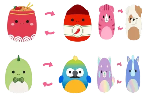 Jucarie de plus SQUISHMALLOWS Squad 19, Reversibila, 12 cm, diverse modele