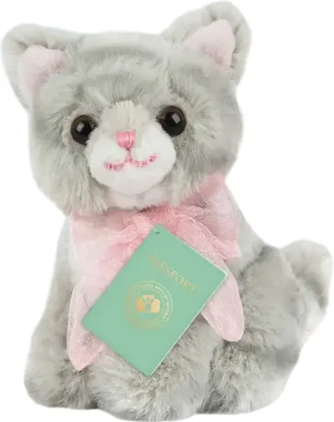 Jucărie de pluș Studio Pets - Sticlă de apă Pisicuță Bella cu servietă, pașaport și autocolante, 8 cm