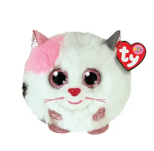 Jucarie de plus TY 8cm Beanie Balls Muffin Pisica, 8cm, Alb