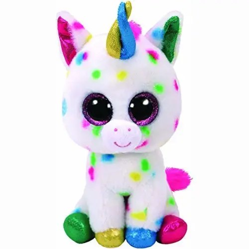 Jucarie de plus TY - Beanie Boos, Unicornul Harmonie, cu buline, 24 cm