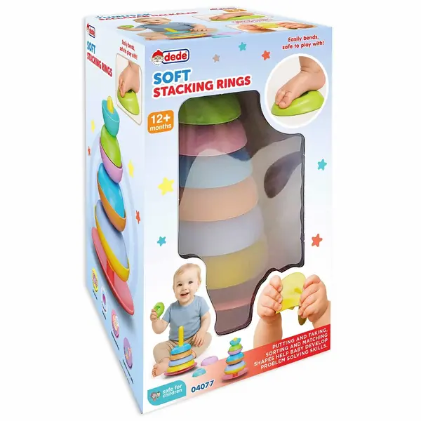 Jucarie de sortare si stivuire, Dede, Turn din cupe moi, 9 piese